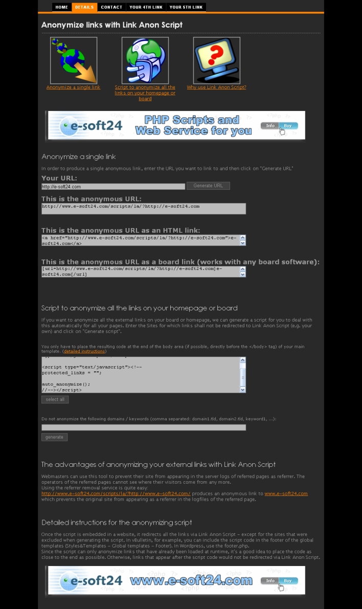 Link Anon Script Details Page Screenshot